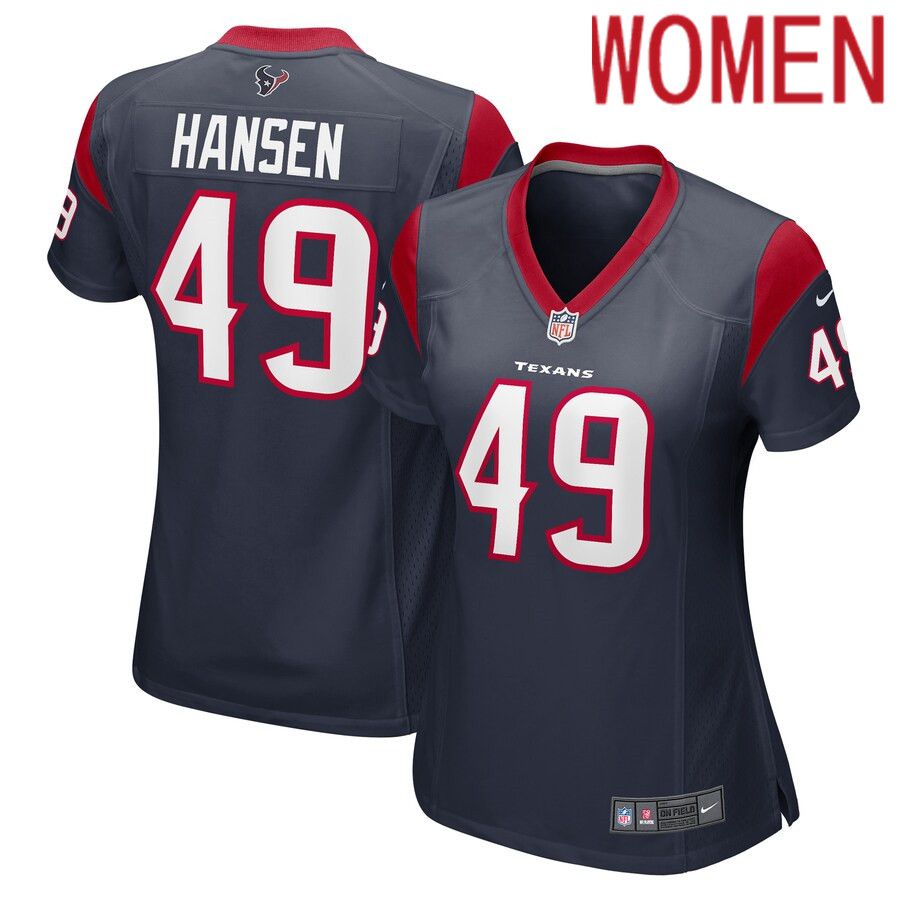Women Houston Texans 49 Jake Hansen Nike Navy Game Player NFL Jersey